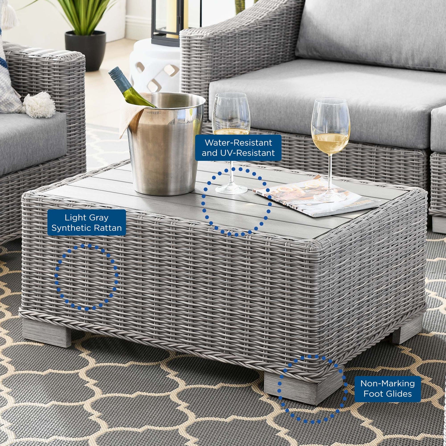 Conway 5-Piece Outdoor Patio Wicker Rattan Furniture Set by Modway