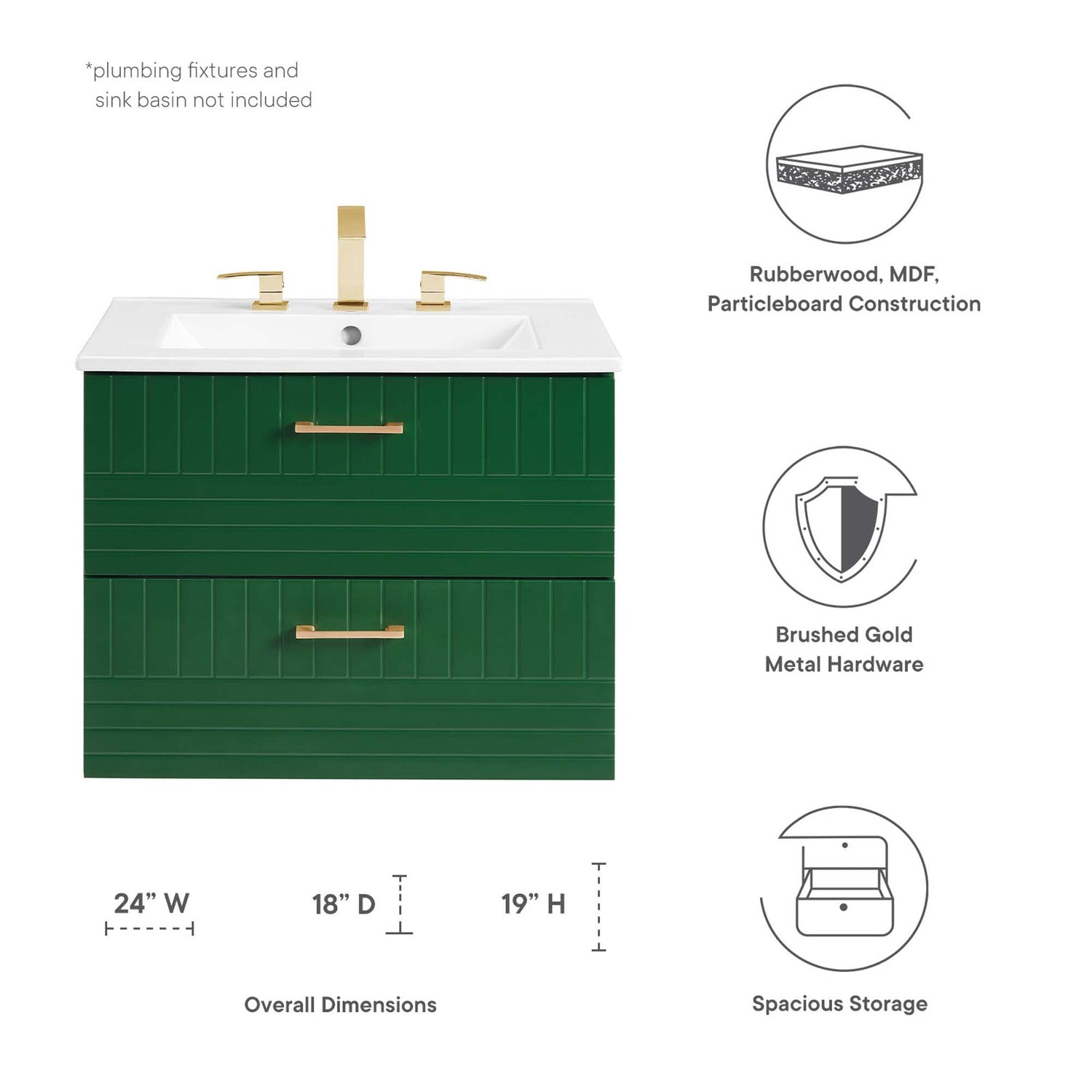 Daybreak Wall-Mount Bathroom Cabinet Basin Not Included by Modway