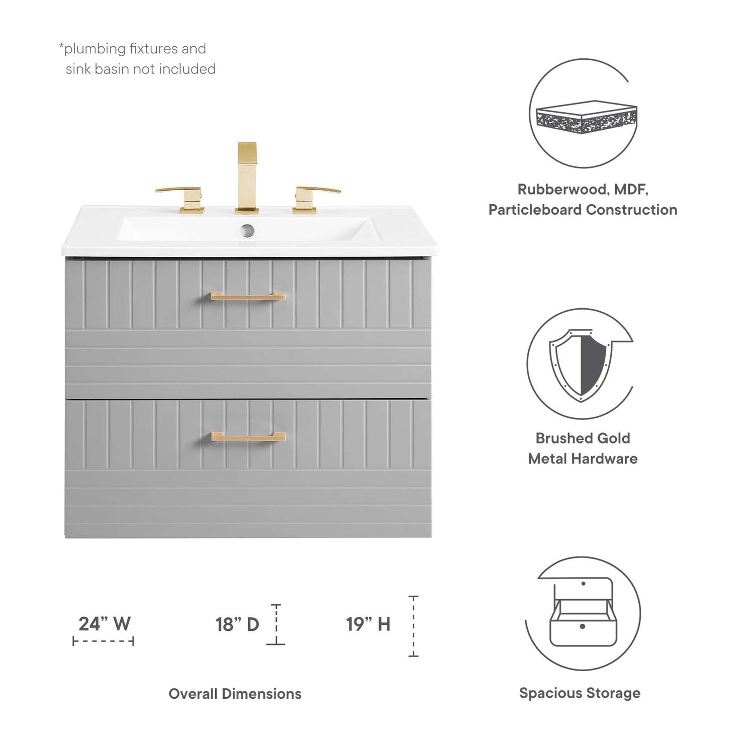 Daybreak Wall-Mount Bathroom Cabinet Basin Not Included by Modway