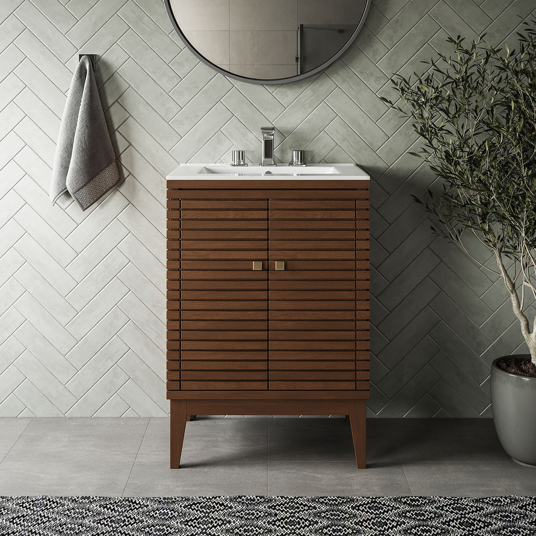 Ledger Bathroom Vanity Basin Included by Modway