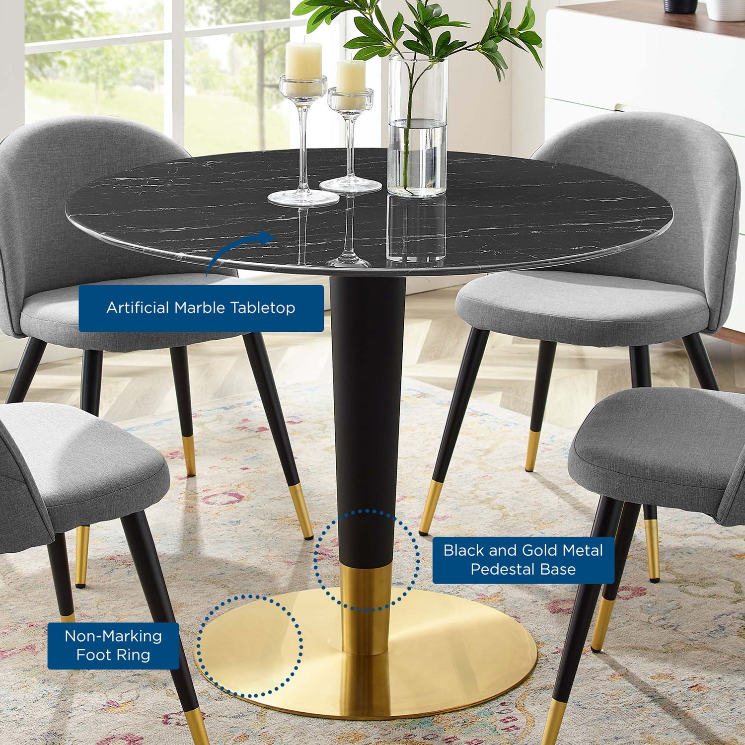 Zinque 40&quot; Artificial Marble Dining Table by Modway
