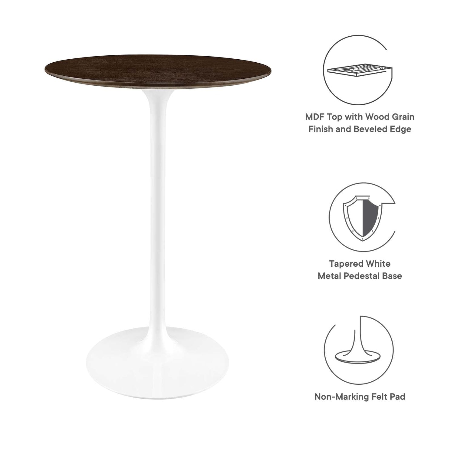 Lippa 28&quot; Round Wood Grain Bar Table By HouseBean