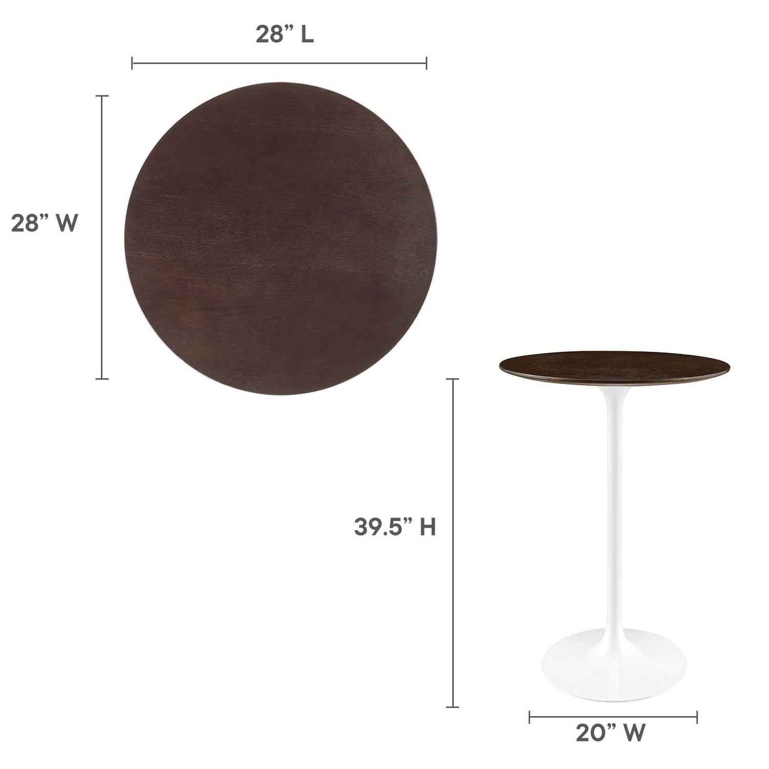 Lippa 28&quot; Round Wood Grain Bar Table By HouseBean