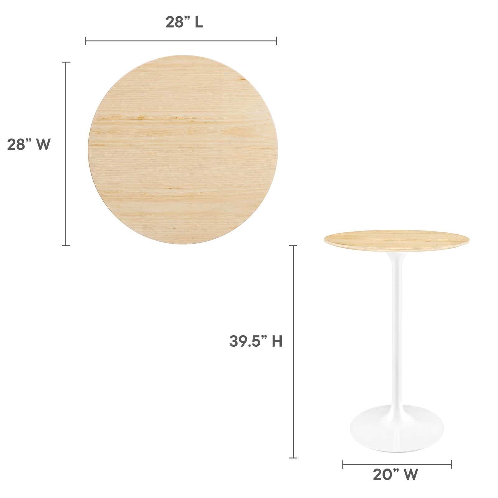 Lippa 28&quot; Round Wood Grain Bar Table By HouseBean