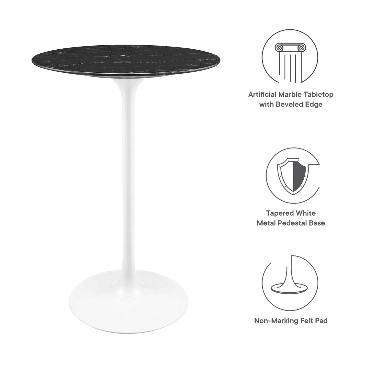 Lippa Round Artificial Marble Bar Table by Modway