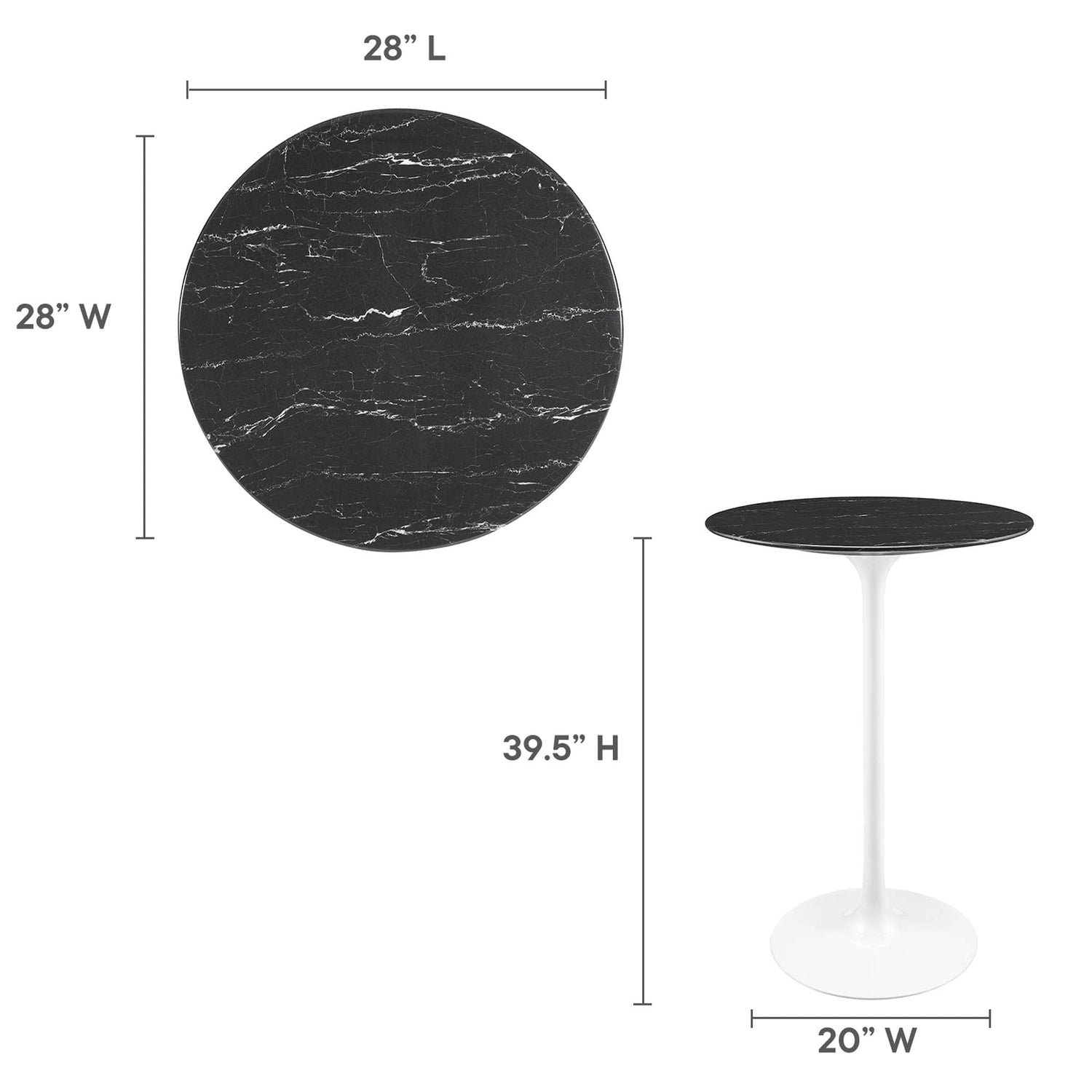 Lippa Round Artificial Marble Bar Table by Modway