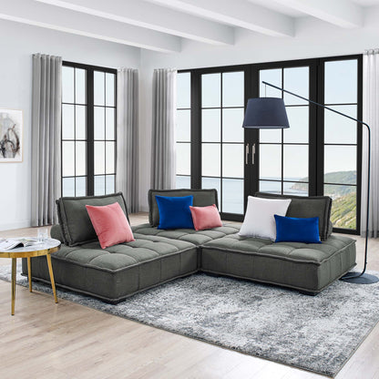 Saunter 3-Piece Tufted Fabric Fabric Sofa by Modway