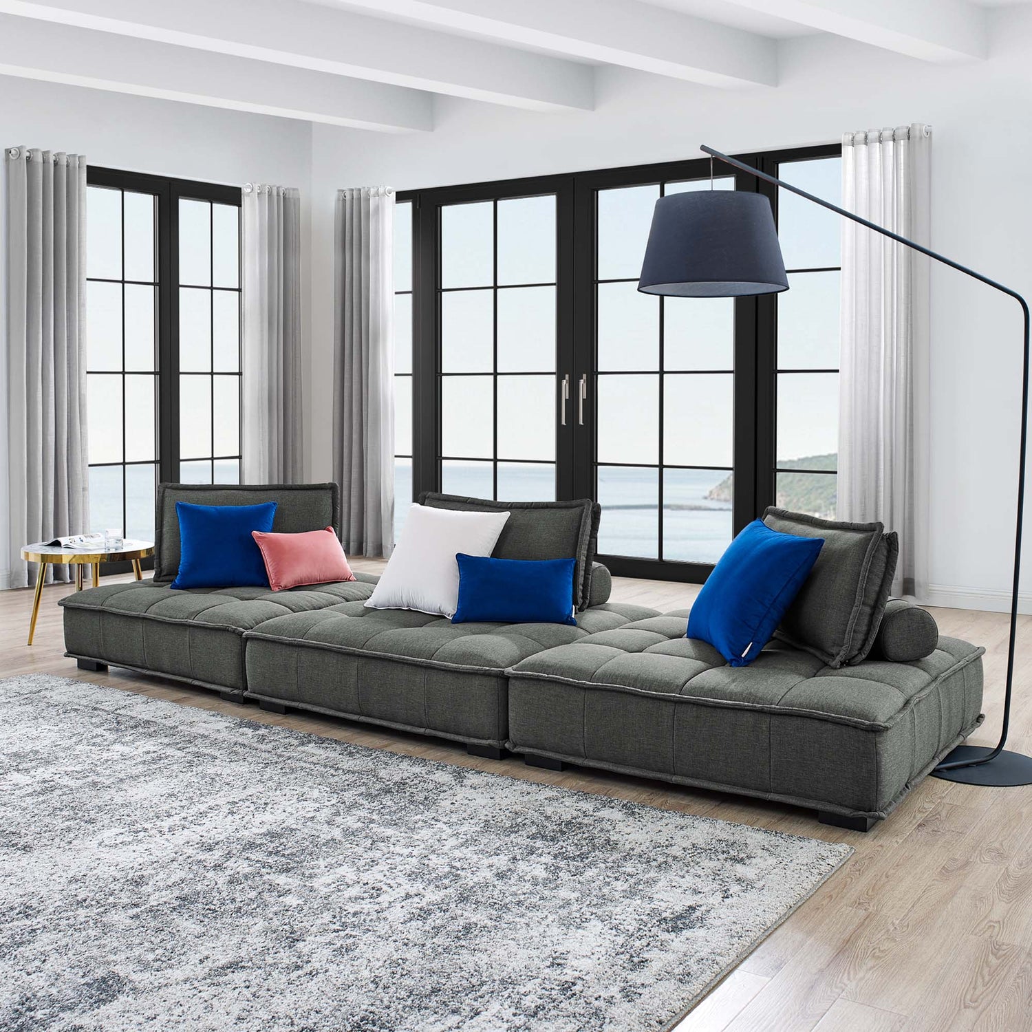 Saunter 3-Piece Tufted Fabric Fabric Sofa by Modway