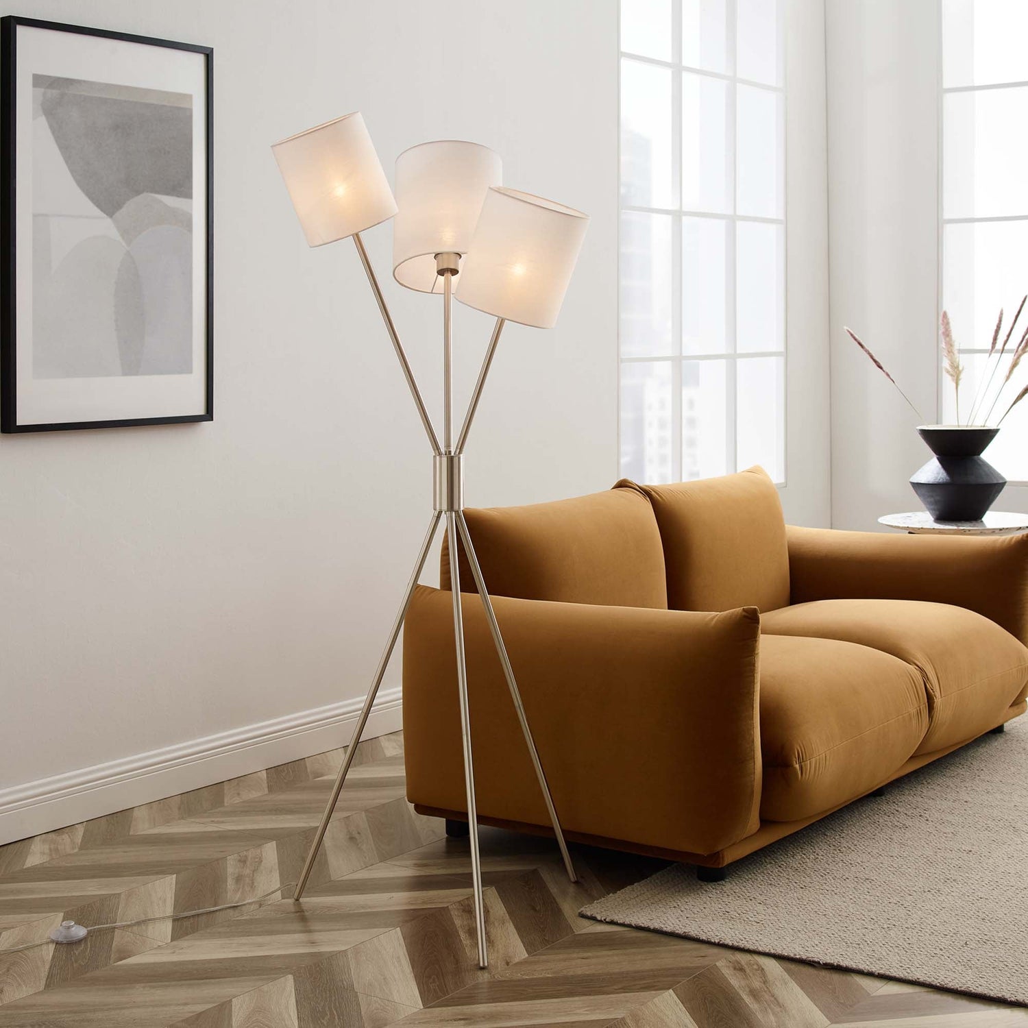 Alexa 3-Light Floor Lamp by Modway