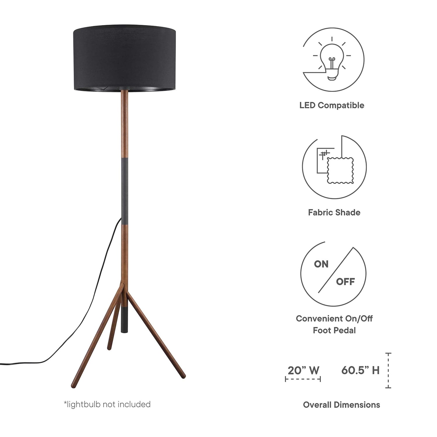 Natalie Tripod Floor Lamp by Modway