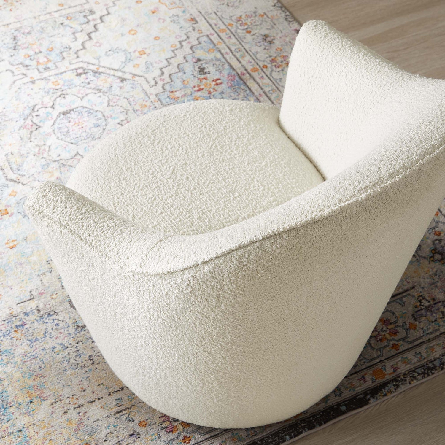 Nora Boucle Upholstered Swivel Chair by Modway