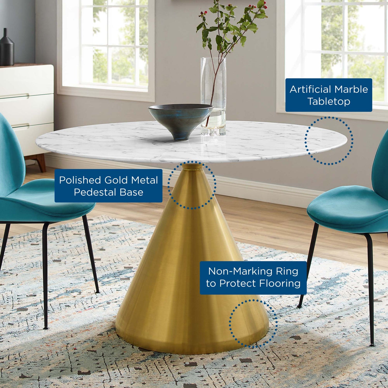 Tupelo 47&quot; Artificial Marble Dining Table by Modway