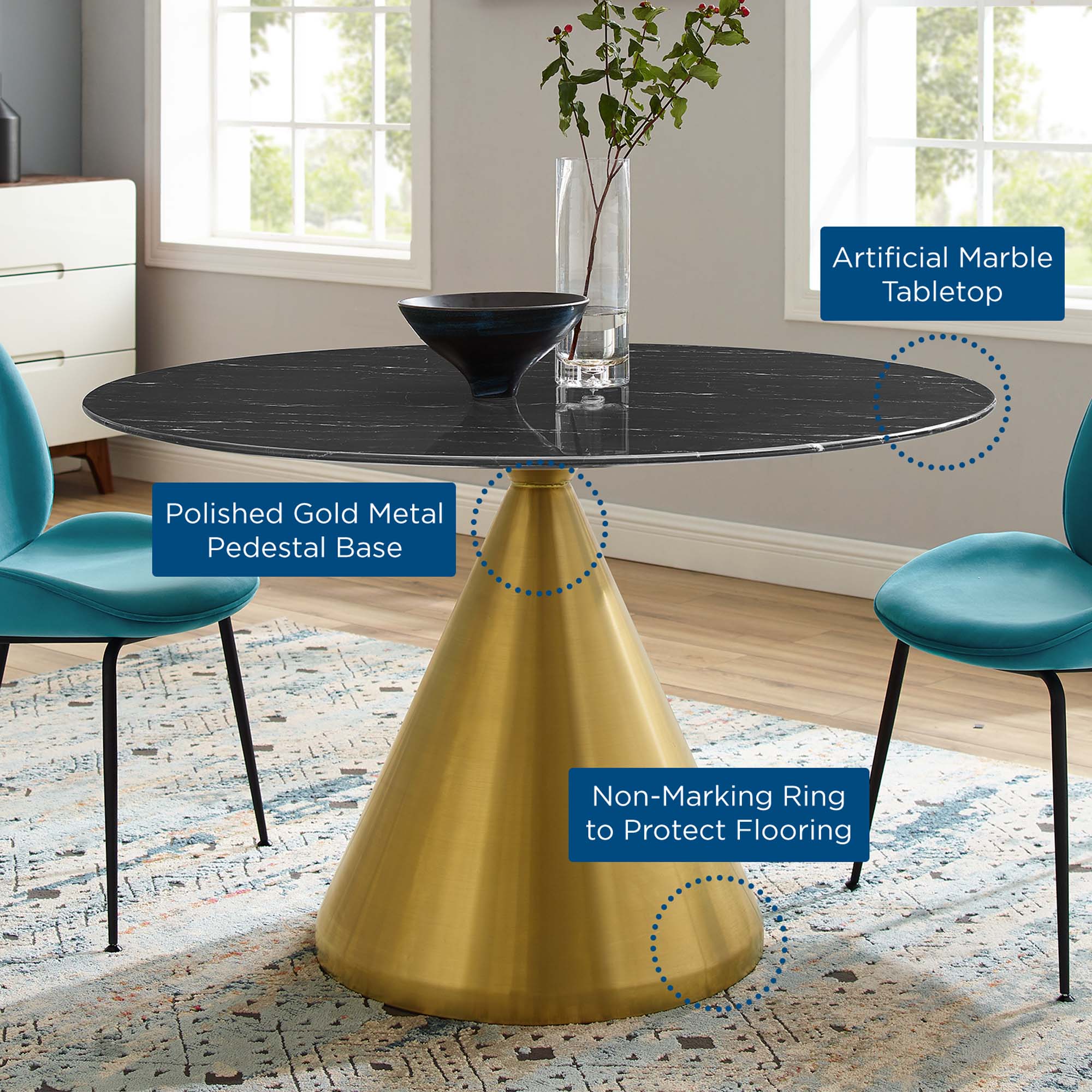 Tupelo 47&quot; Artificial Marble Dining Table by Modway