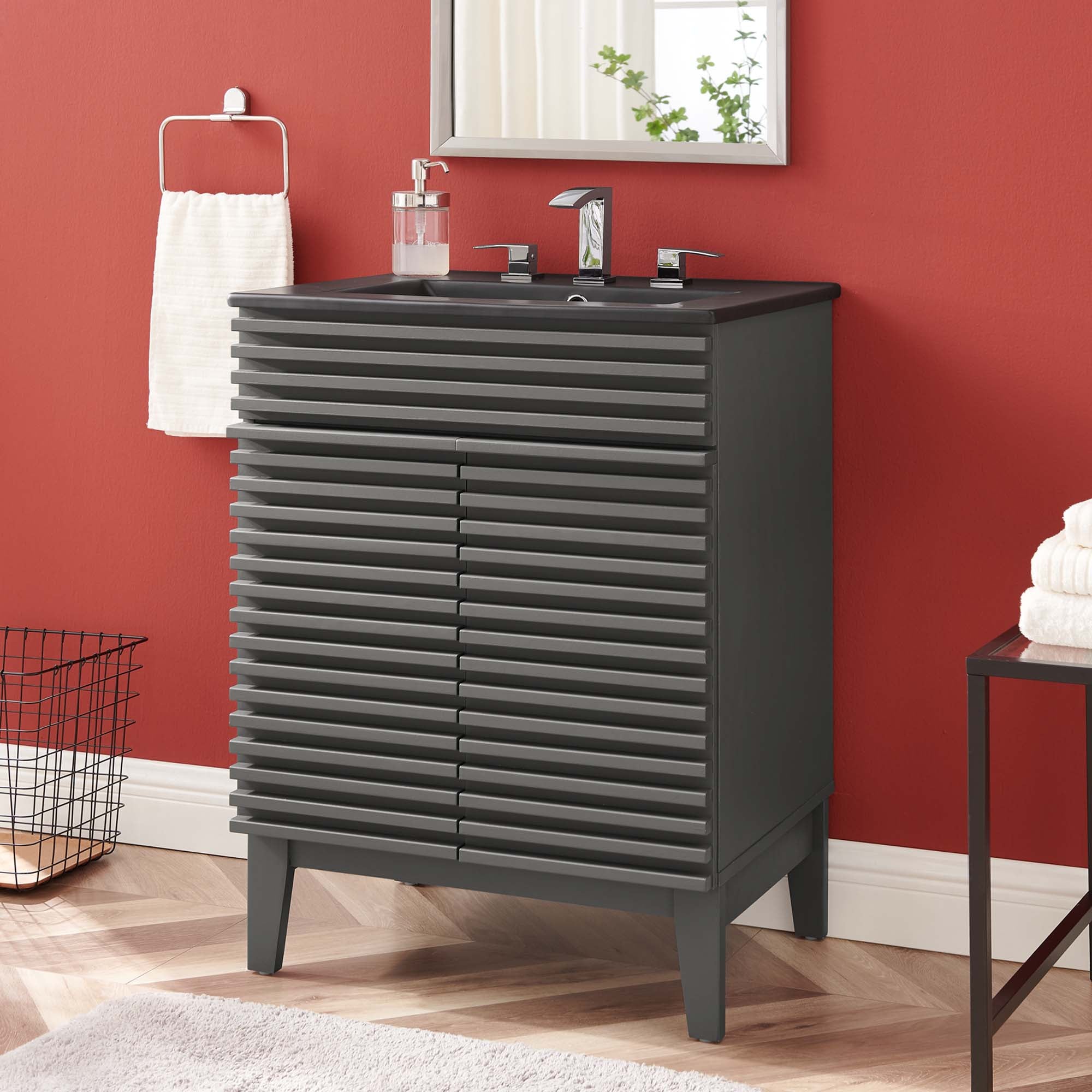 Render Bathroom Vanity with Black Basin Included By HouseBean