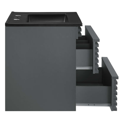 Render Wall-Mount Bathroom Vanity with Black Basin Included by Modway