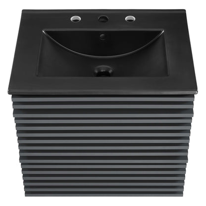 Render Wall-Mount Bathroom Vanity with Black Basin Included by Modway