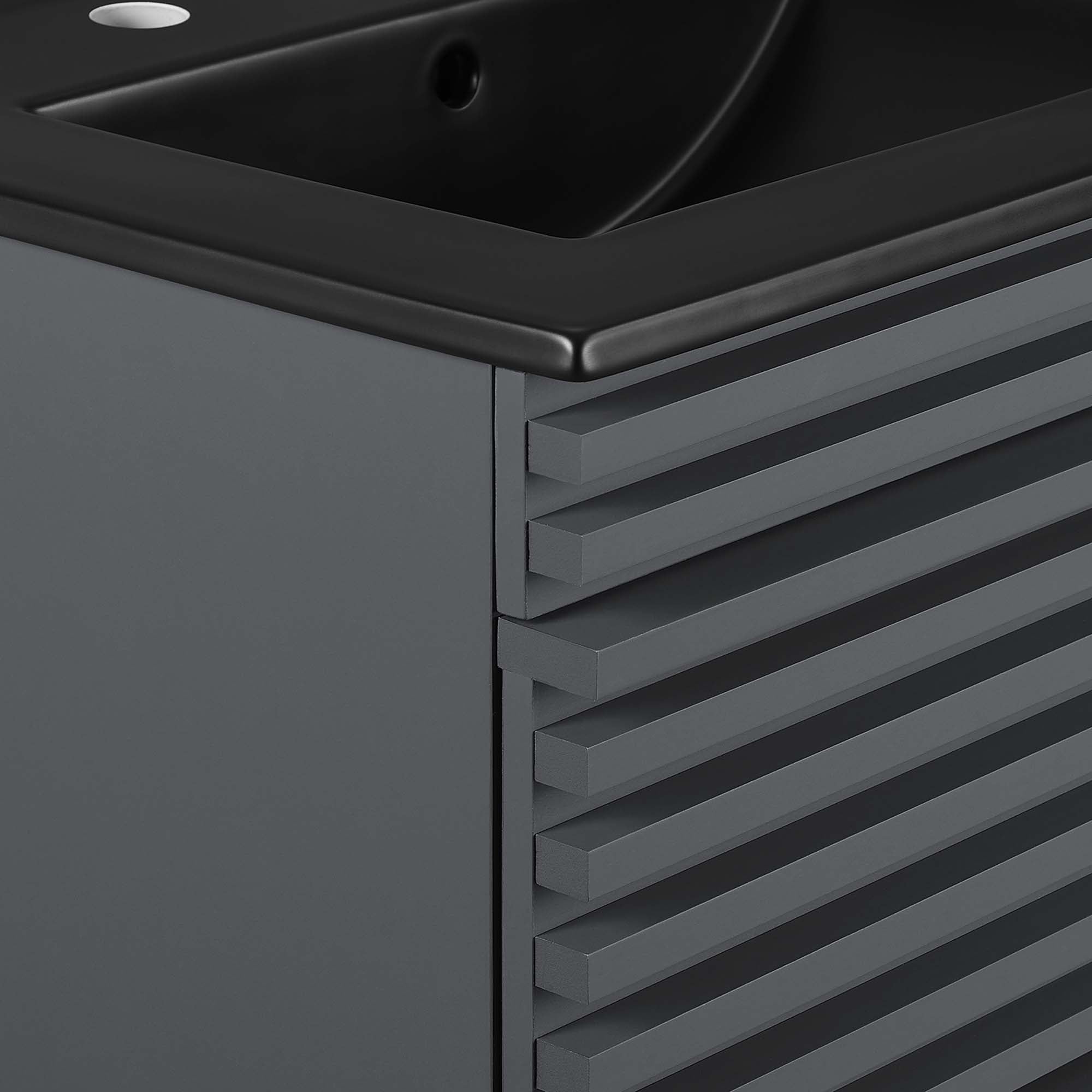 Render Wall-Mount Bathroom Vanity with Black Basin Included by Modway