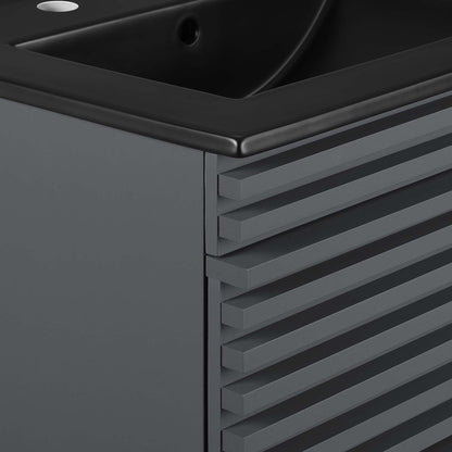 Render Wall-Mount Bathroom Vanity with Black Basin Included by Modway