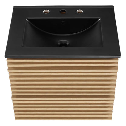 Render Wall-Mount Bathroom Vanity with Black Basin Included by Modway