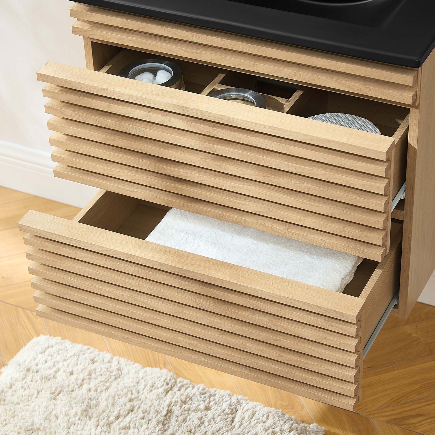 Render Wall-Mount Bathroom Vanity with Black Basin Included by Modway
