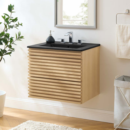 Render Wall-Mount Bathroom Vanity with Black Basin Included by Modway