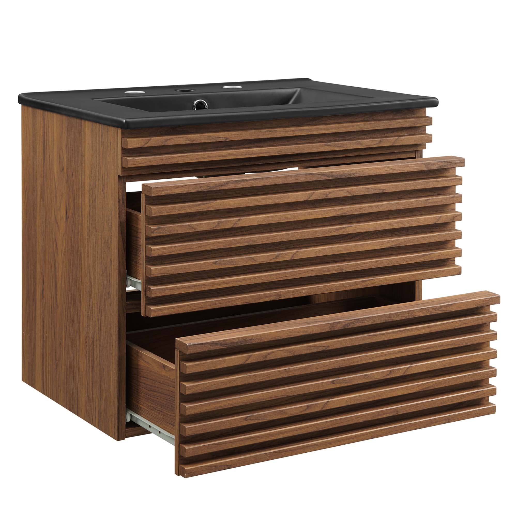 Render Wall-Mount Bathroom Vanity with Black Basin Included by Modway