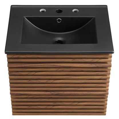 Render Wall-Mount Bathroom Vanity with Black Basin Included by Modway