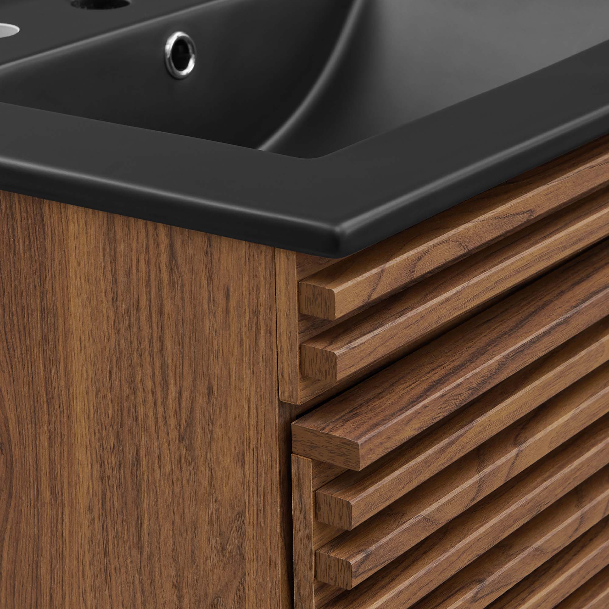 Render Wall-Mount Bathroom Vanity with Black Basin Included by Modway