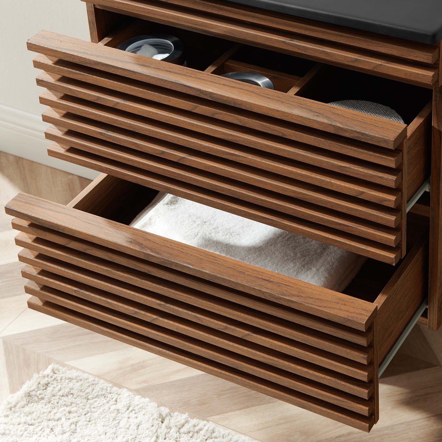 Render Wall-Mount Bathroom Vanity with Black Basin Included by Modway