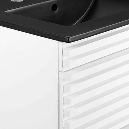 Render Wall-Mount Bathroom Vanity with Black Basin Included by Modway
