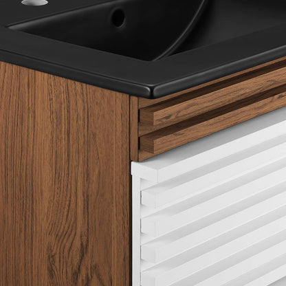Render Wall-Mount Bathroom Vanity with Black Basin Included by Modway