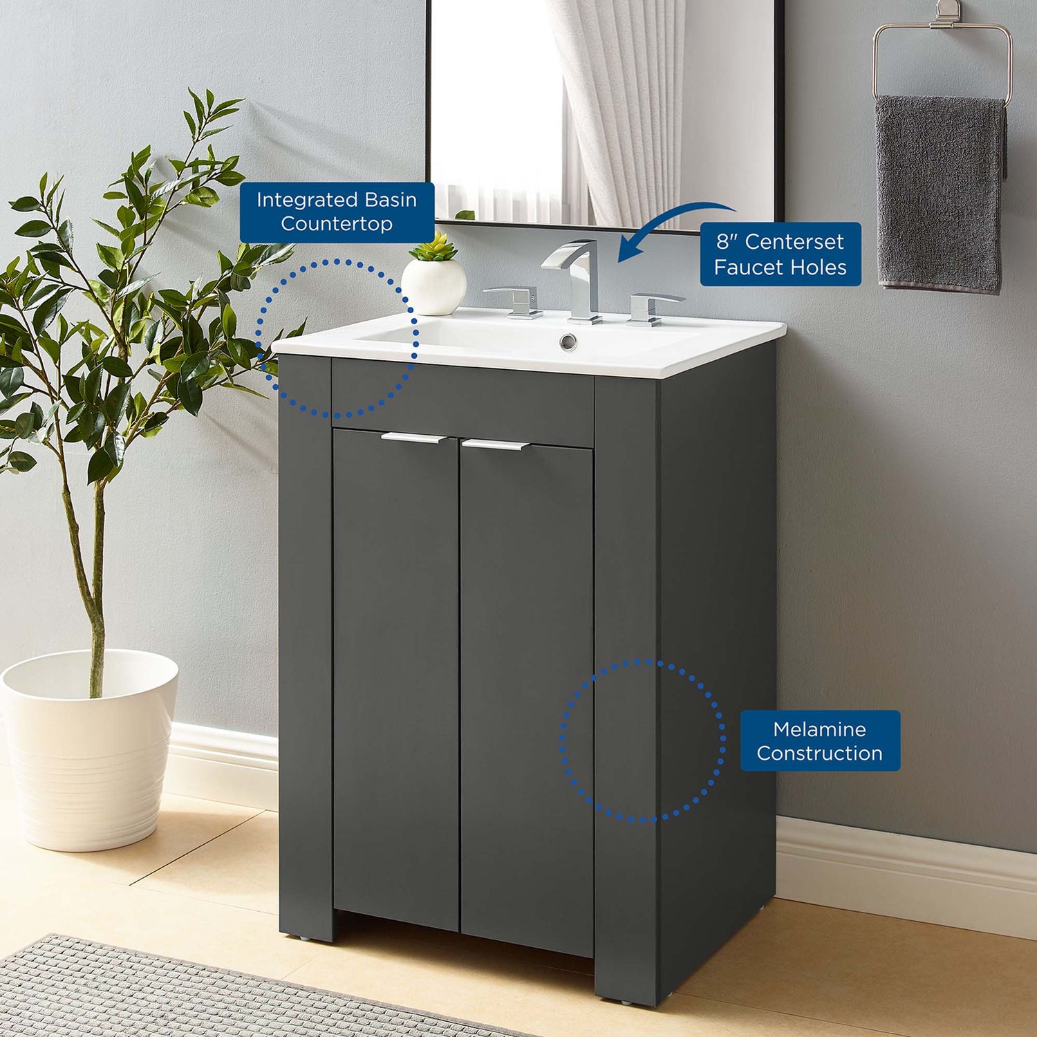Maybelle Bathroom Vanity Basin Included by Modway