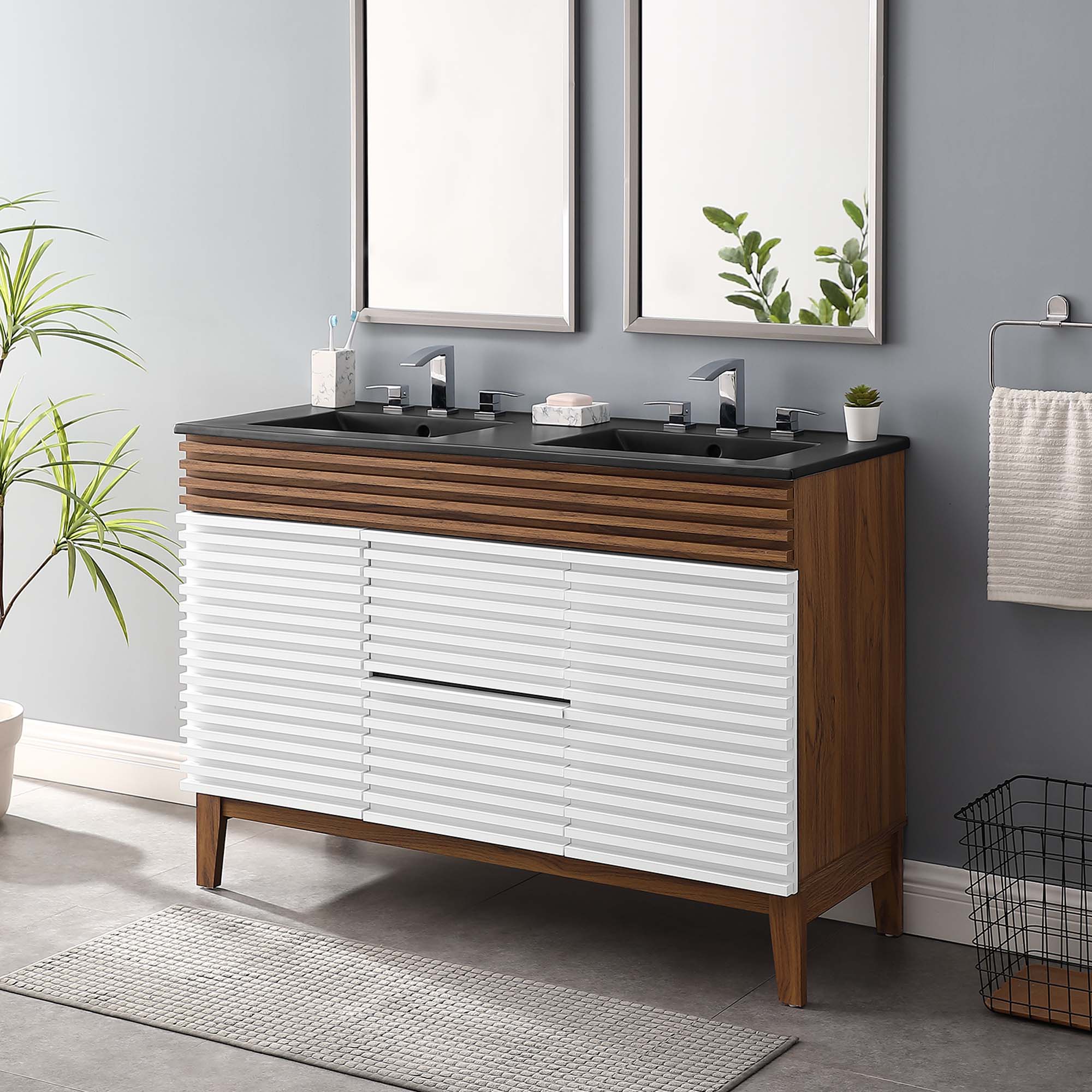 Render 48&quot; Bathroom Vanity with Black Basin Included by Modway