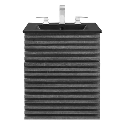 Render Wall-Mount Bathroom Vanity with Black Basin Included by Modway