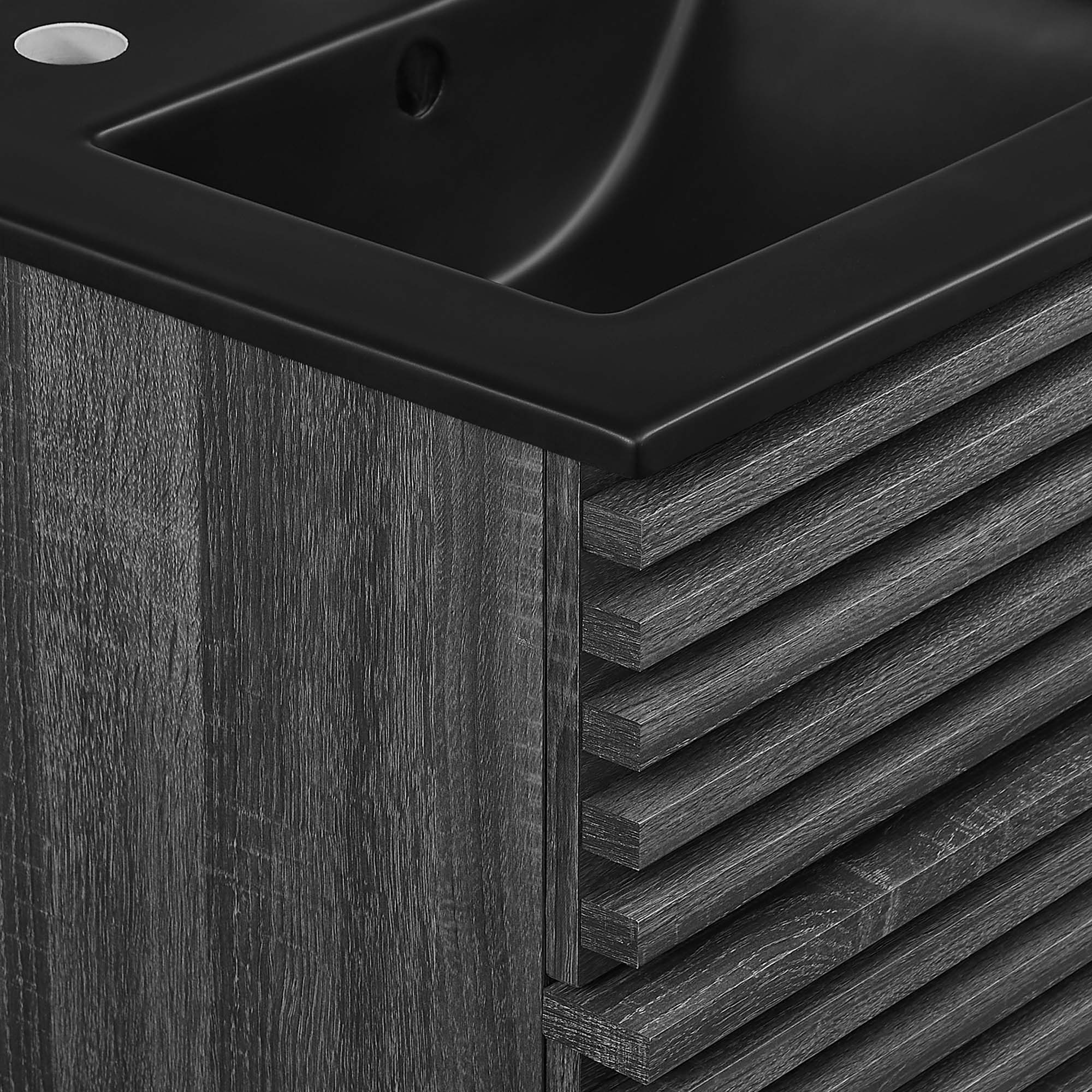 Render Wall-Mount Bathroom Vanity with Black Basin Included by Modway
