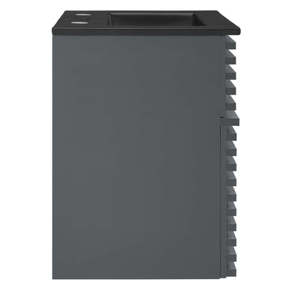 Render Wall-Mount Bathroom Vanity with Black Basin Included by Modway