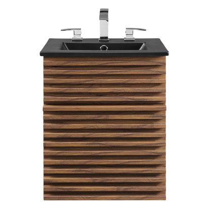 Render Wall-Mount Bathroom Vanity with Black Basin Included by Modway