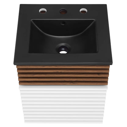 Render Wall-Mount Bathroom Vanity with Black Basin Included by Modway