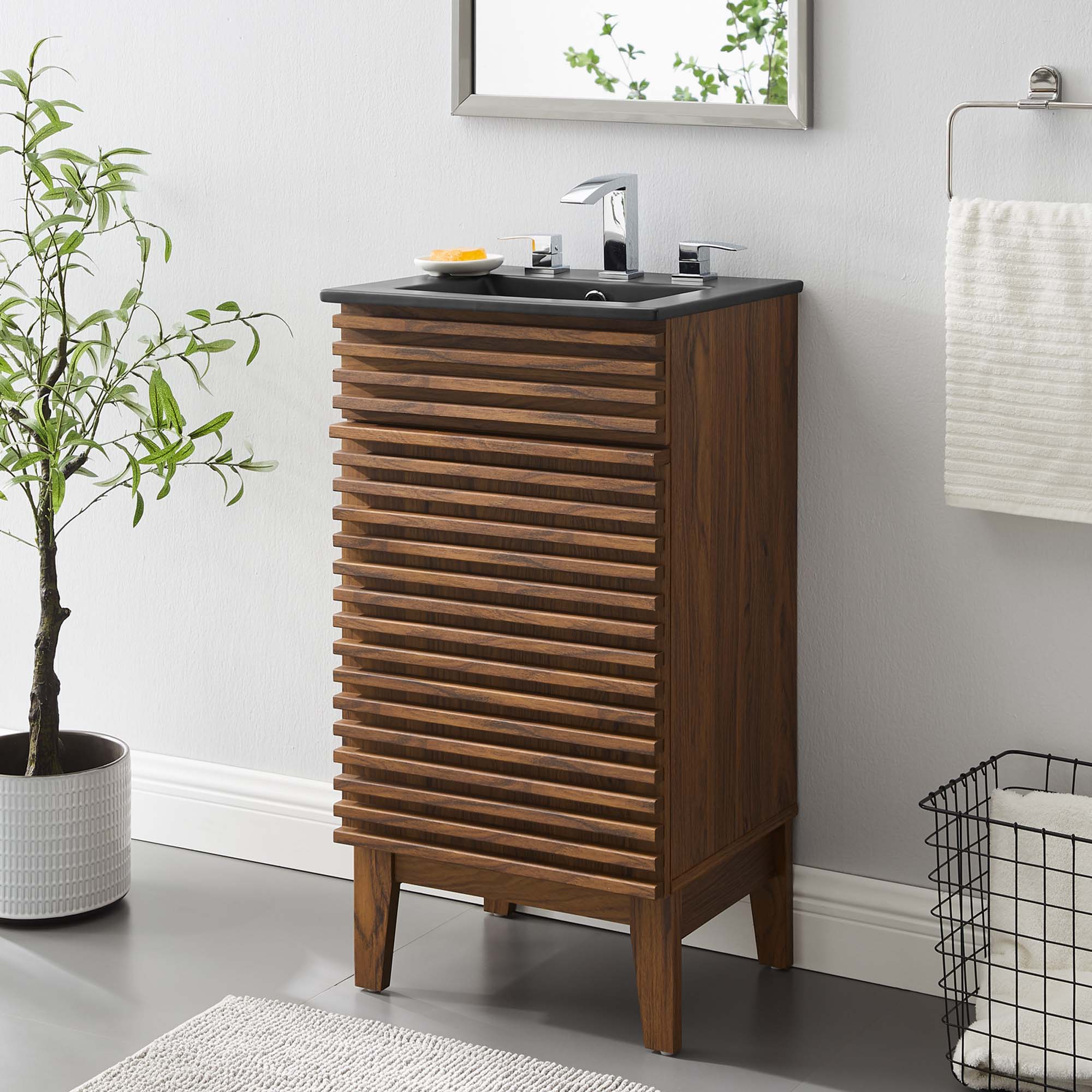 Render Bathroom Vanity with Black Basin Included By HouseBean