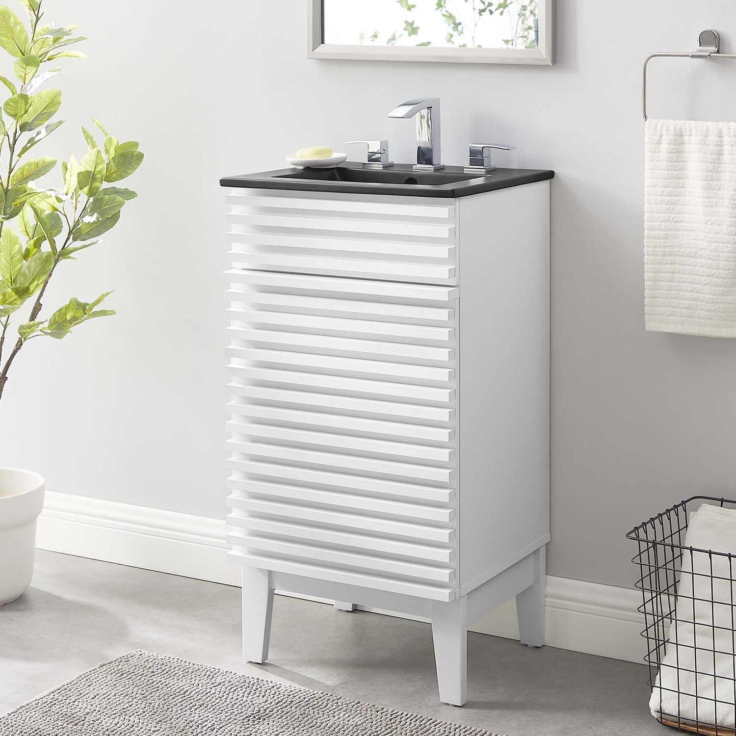 Render Bathroom Vanity with Black Basin Included by Modway