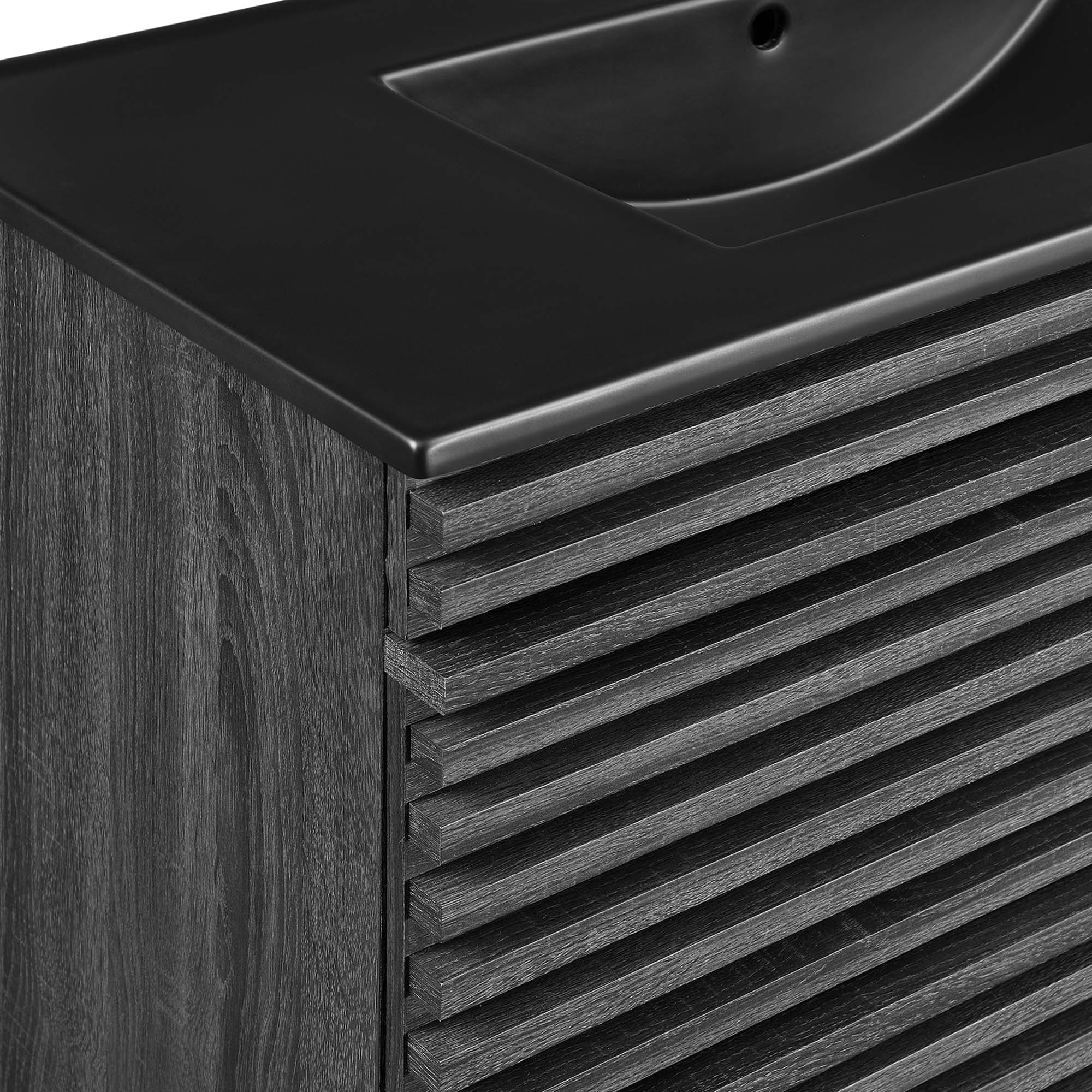 Render Wall-Mount Bathroom Vanity with Black Basin Included by Modway