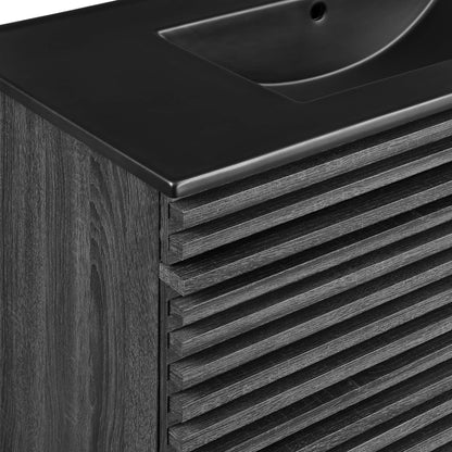 Render Wall-Mount Bathroom Vanity with Black Basin Included by Modway