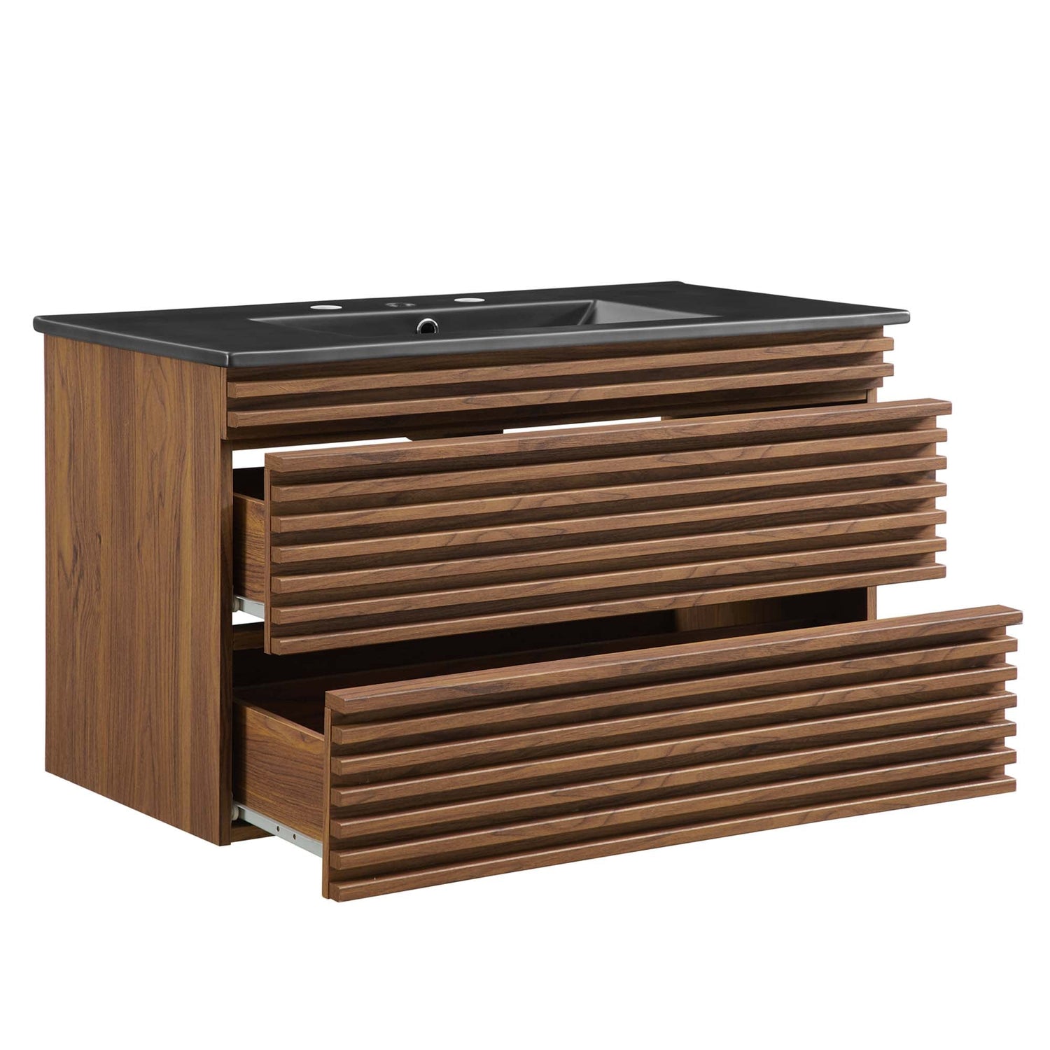 Render Wall-Mount Bathroom Vanity with Black Basin Included by Modway