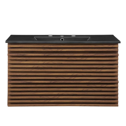 Render Wall-Mount Bathroom Vanity with Black Basin Included by Modway