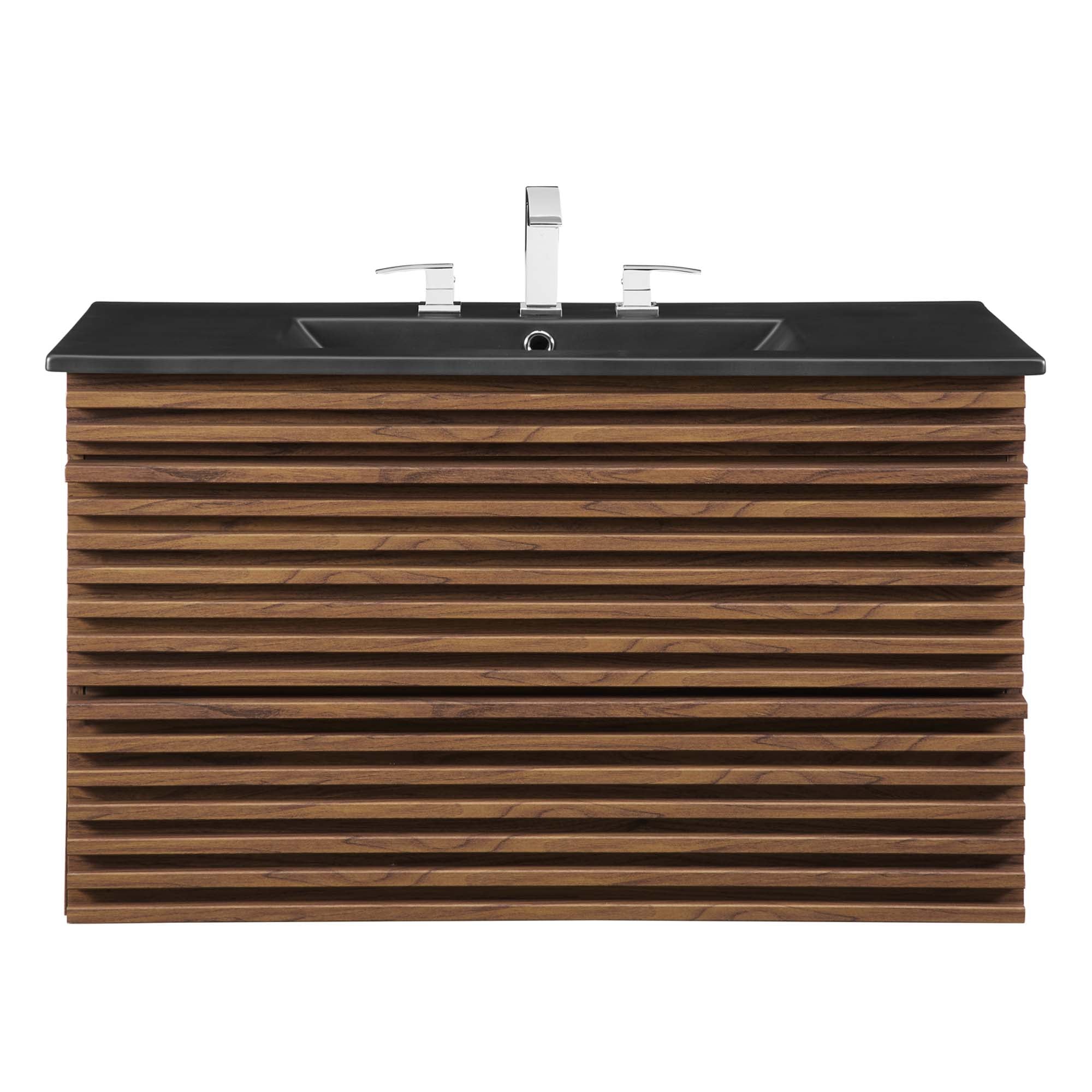 Render Wall-Mount Bathroom Vanity with Black Basin Included by Modway