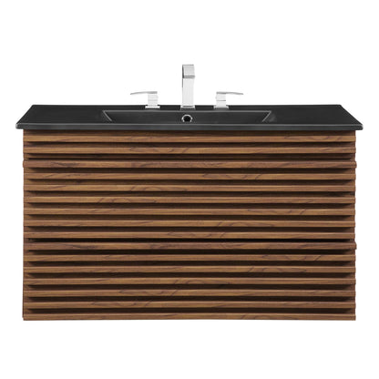 Render Wall-Mount Bathroom Vanity with Black Basin Included by Modway