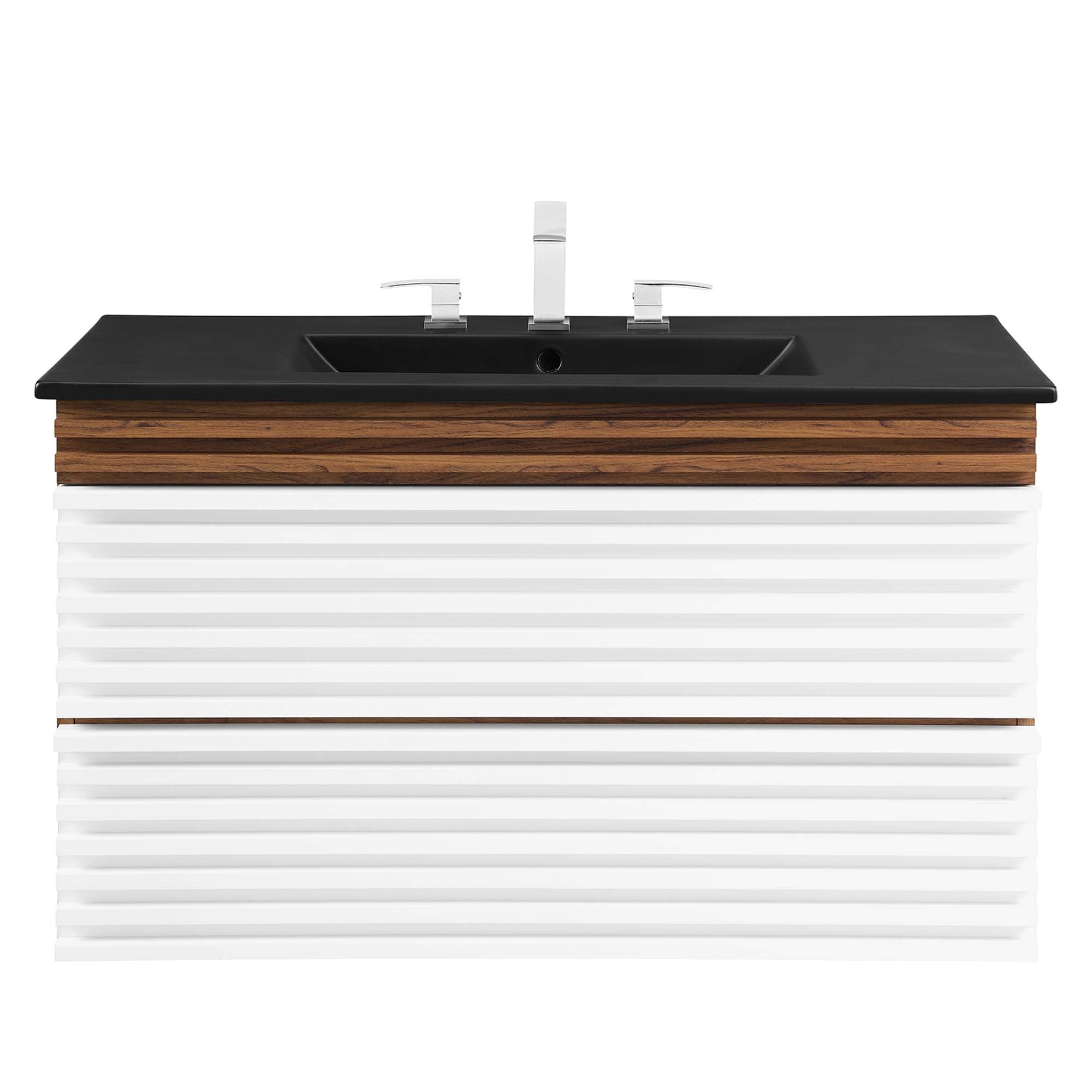Render Wall-Mount Bathroom Vanity with Black Basin Included by Modway