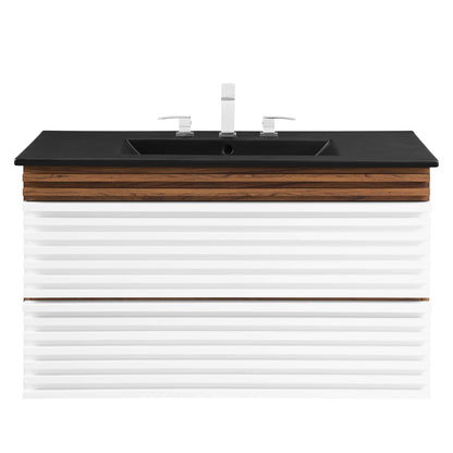 Render Wall-Mount Bathroom Vanity with Black Basin Included by Modway