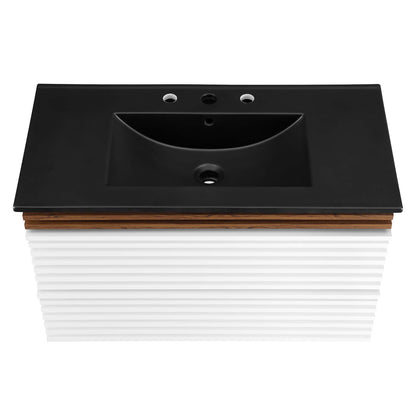 Render Wall-Mount Bathroom Vanity with Black Basin Included by Modway
