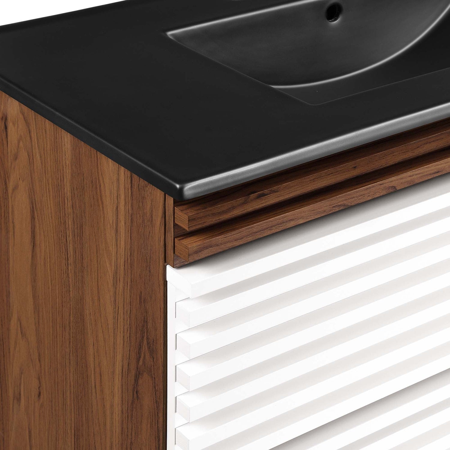 Render Wall-Mount Bathroom Vanity with Black Basin Included by Modway